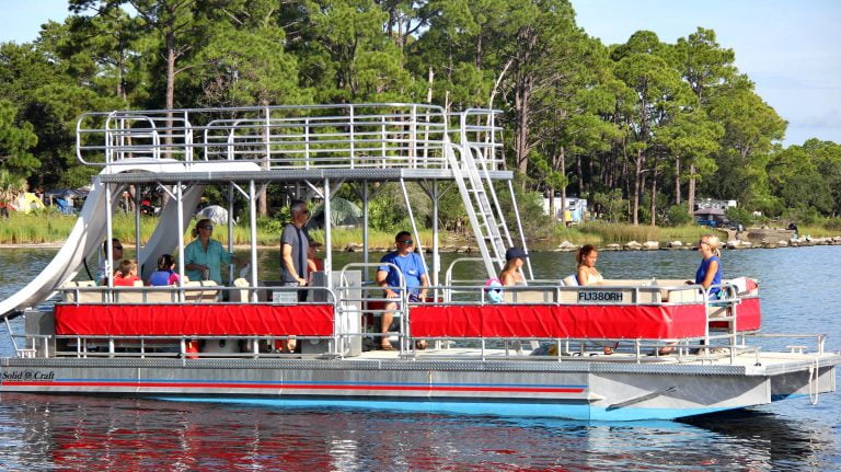 A Double Decker Panama City Beach Pontoon Boat Rentals at Shell Island in St Andrews State Park